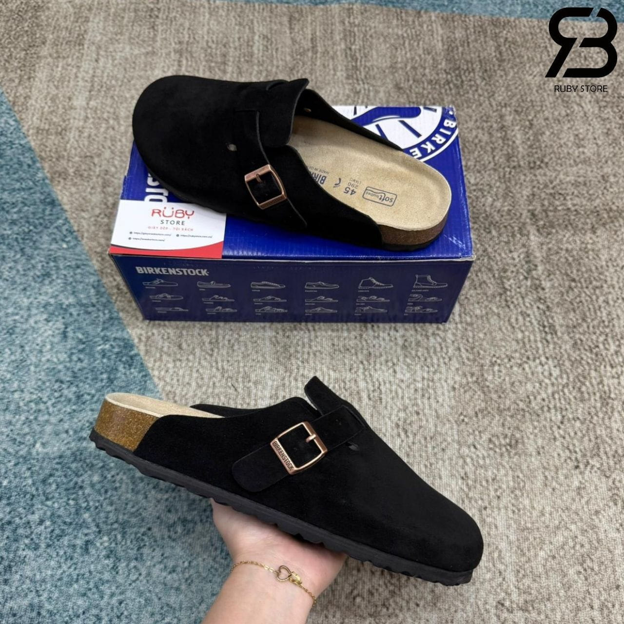 Dép Birkenstock Boston Soft Footbed Black Màu đen
