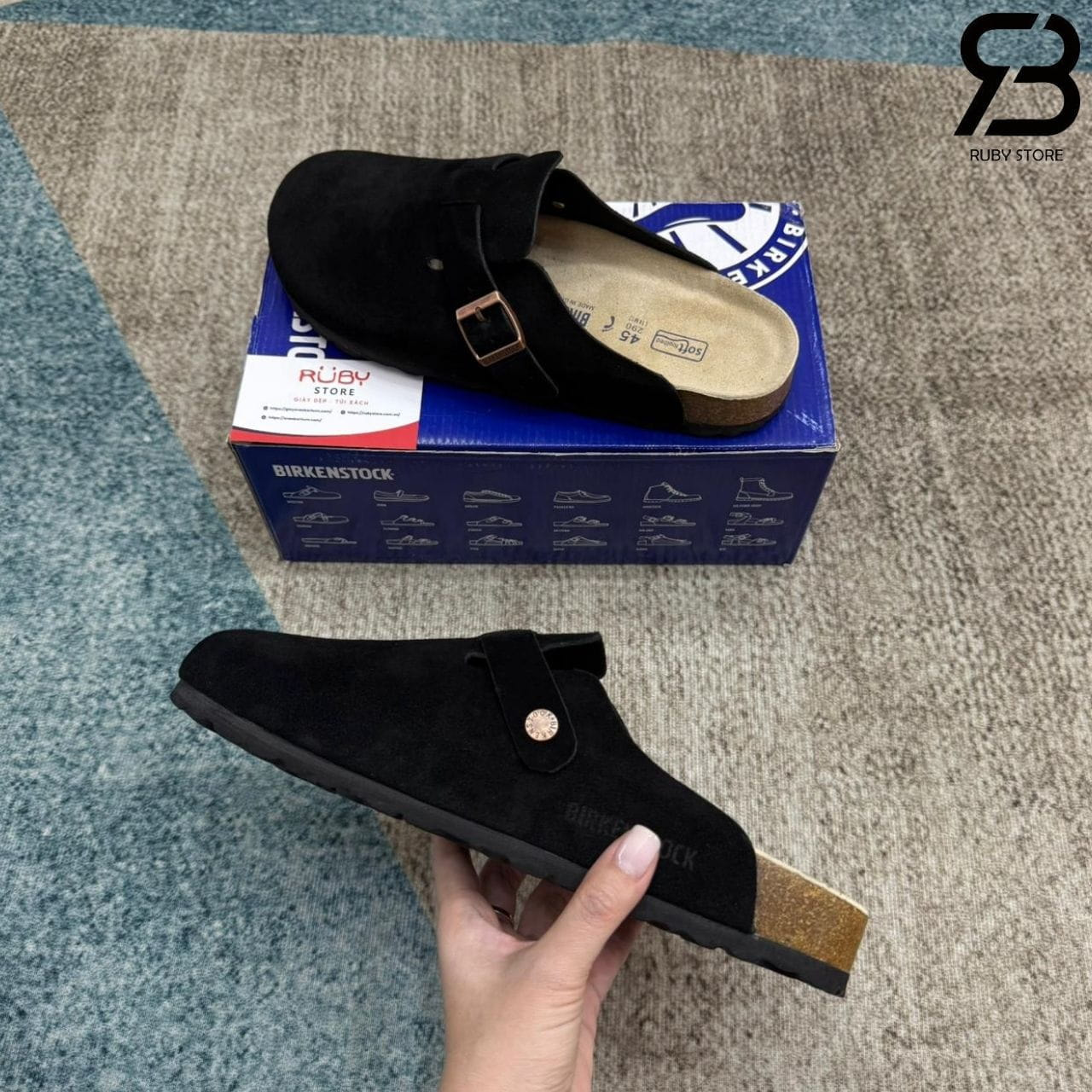 Dép Birkenstock Boston Soft Footbed Black Màu đen