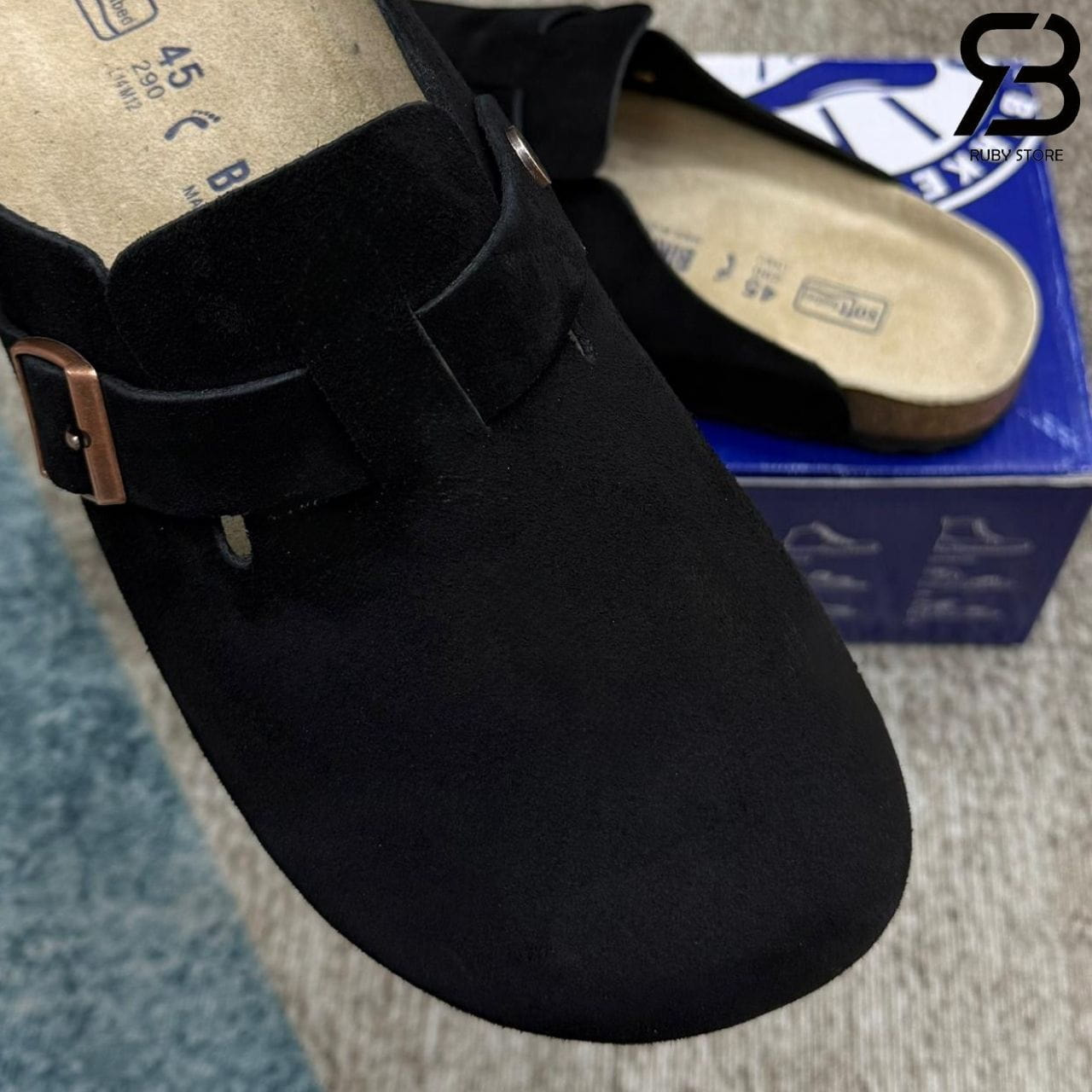Dép Birkenstock Boston Soft Footbed Black Màu đen