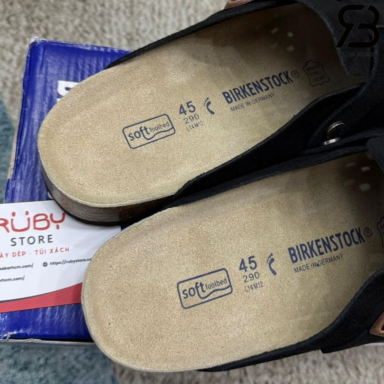 Dép Birkenstock Boston Soft Footbed Black Màu đen