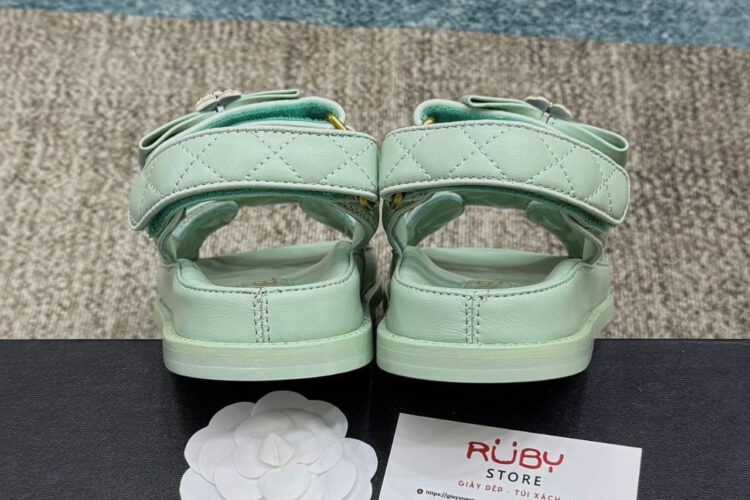Dép CN Dad Sandal Camellia Ribbon Mint Green Lambskin Màu Xanh Mint