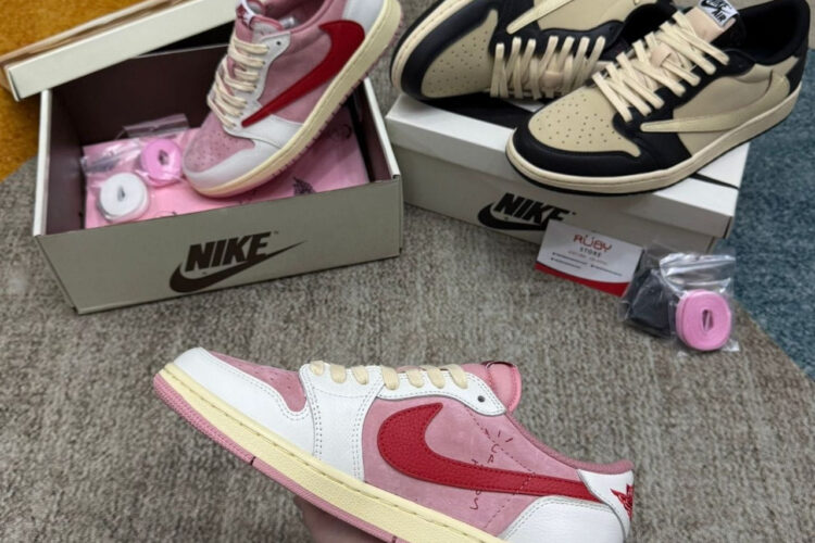 Giày Air Jordan 1 Low OG Travis Scott Shy Pink University Red