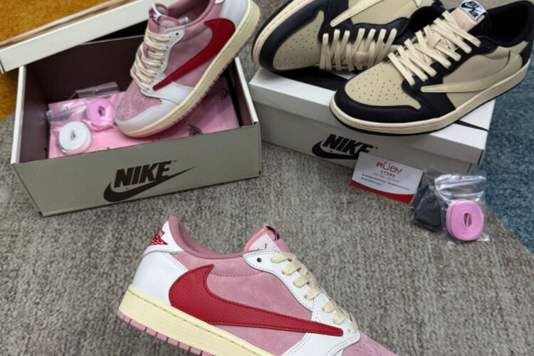 Giày Air Jordan 1 Low OG Travis Scott Shy Pink University Red
