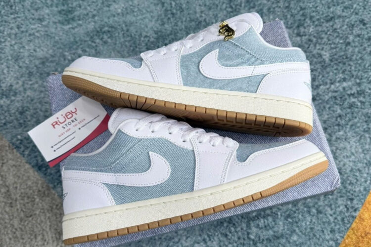 Giày Air Jordan 1 Low SE Worn Blue Màu Trắng Xanh Denim