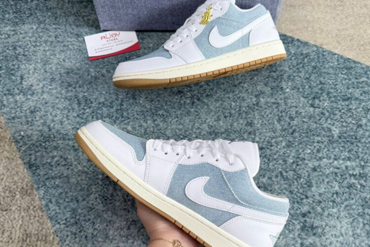 Giày Air Jordan 1 Low SE Worn Blue Màu Trắng Xanh Denim