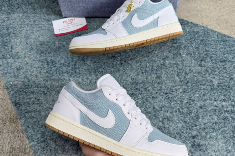 Giày Air Jordan 1 Low SE Worn Blue Màu Trắng Xanh Denim