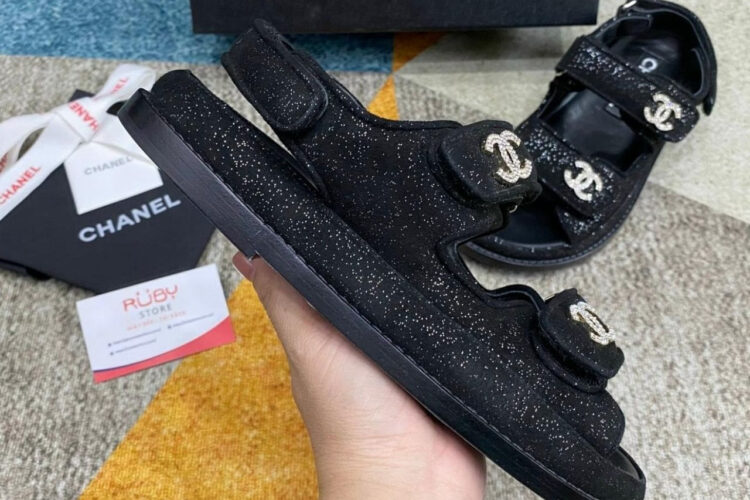 Giày CN Dad Sandal Black Suede Bling Màu Đen