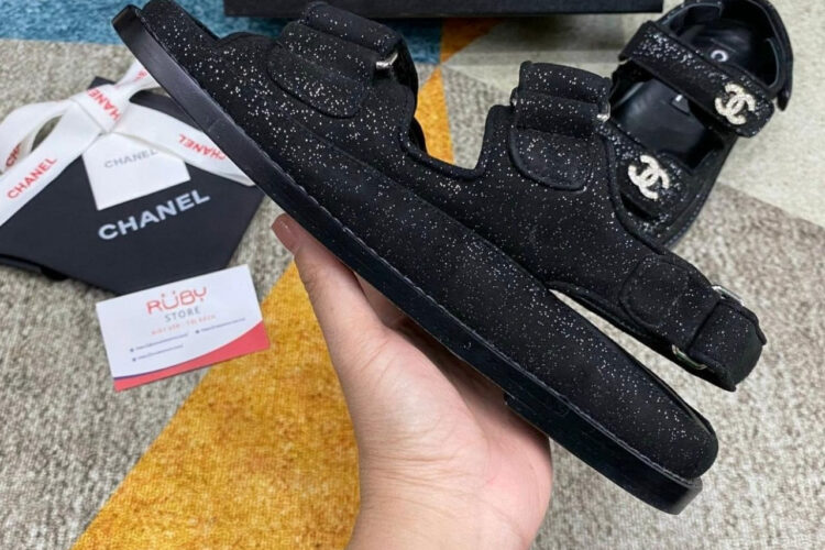 Giày CN Dad Sandal Black Suede Bling Màu Đen