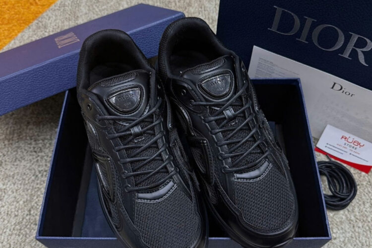 Giày Dior B30 Countdown Black Smooth Calfskin and Black Technical Mesh