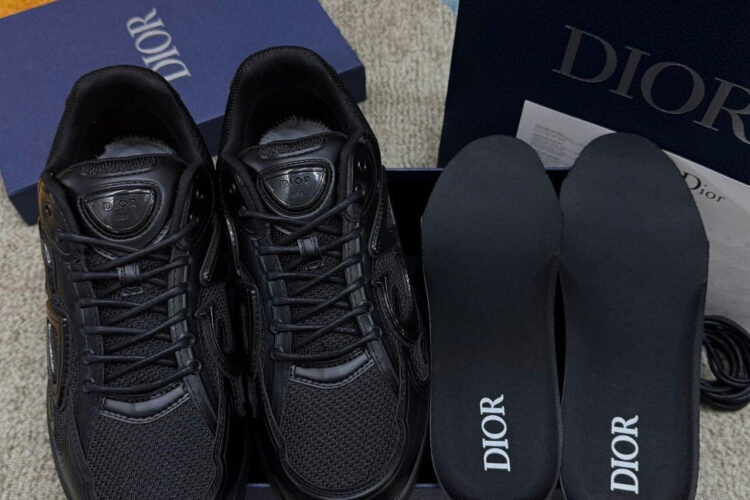 Giày Dior B30 Countdown Black Smooth Calfskin and Black Technical Mesh
