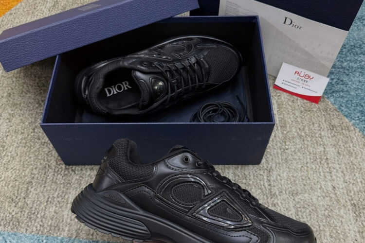 Giày Dior B30 Countdown Black Smooth Calfskin and Black Technical Mesh