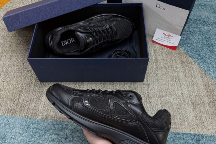 Giày Dior B30 Countdown Black Smooth Calfskin and Black Technical Mesh