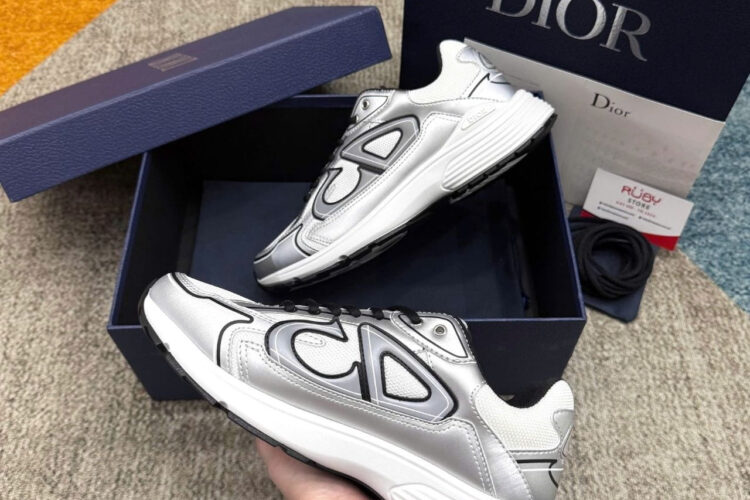 Giày Dior B30 Countdown White Technical Mesh and Silver Metallic Technical