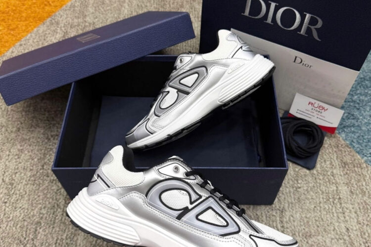 Giày Dior B30 Countdown White Technical Mesh and Silver Metallic Technical