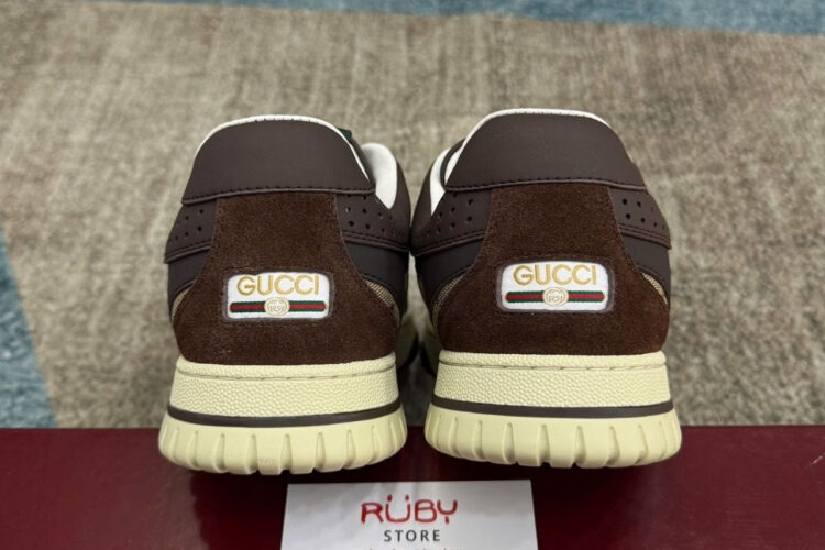 Giày Gucci Re-Web Trainer Beige And Dark Brown GG Canvas Be Nâu