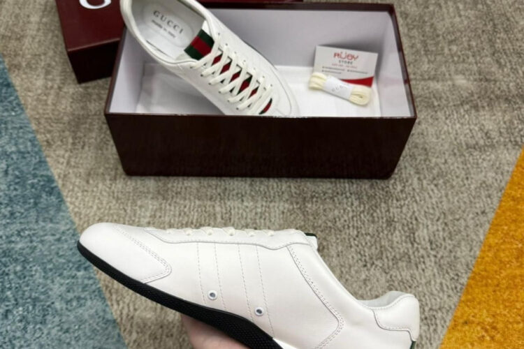 Giày Gucci Shift Sneaker In White Leather Màu Trắng