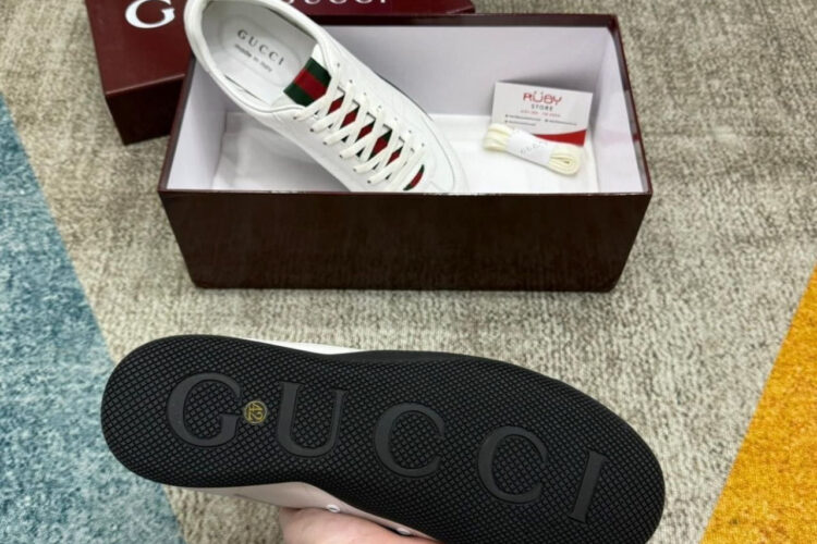 Giày Gucci Shift Sneaker In White Leather Màu Trắng