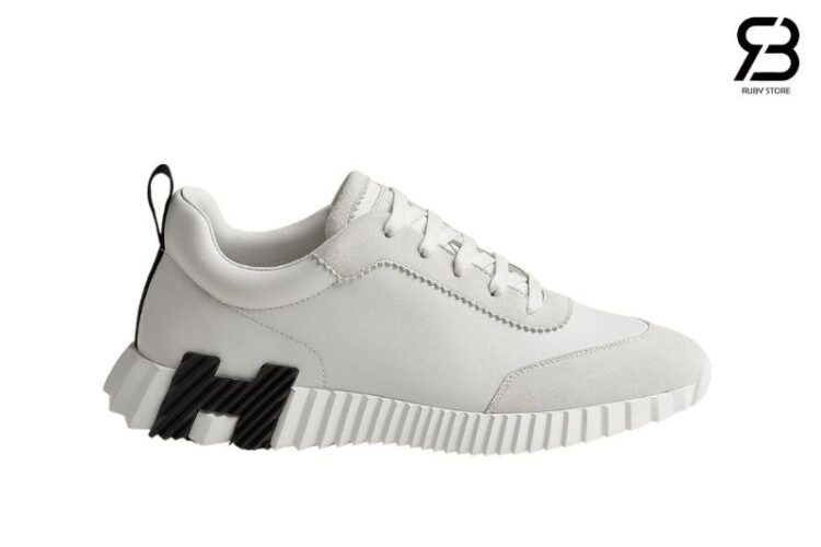 Giày Hermes Bouncing Sneaker Blanc Calfskin and Suede Màu Trắng