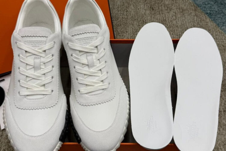 Giày Hermes Bouncing Sneaker Blanc Calfskin and Suede Màu Trắng