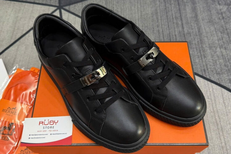 Giày Hermes Day Sneaker Black Leather Màu đen