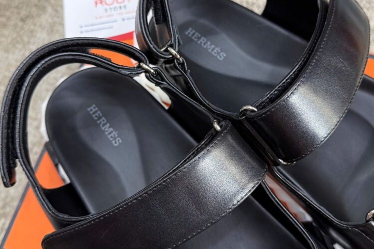 Giày Hermes Junior Sandal Noir Black White Màu đen trắng