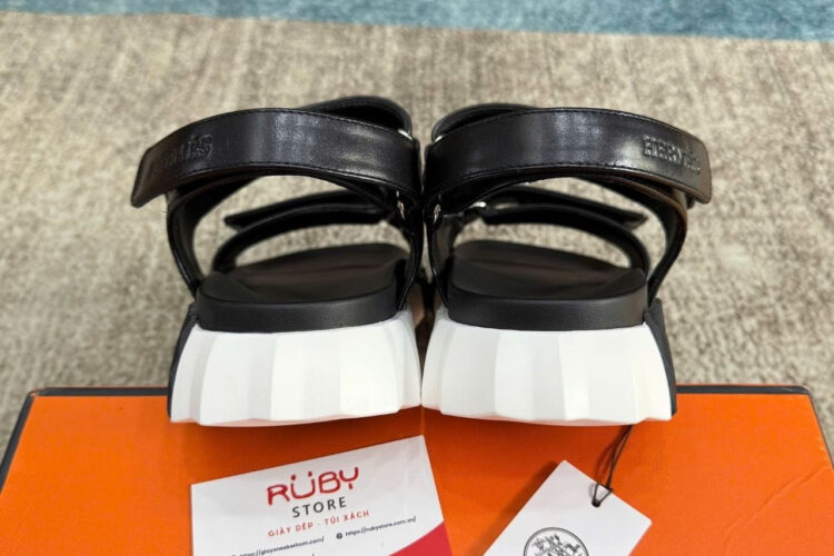 Giày Hermes Junior Sandal Noir Black White Màu Đen Trắng Best Quality - Ảnh 9