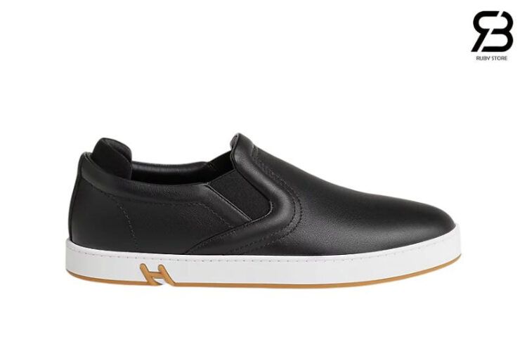 Giày Hermes Lucky Slip-On Sneaker Black White Đen Trắng