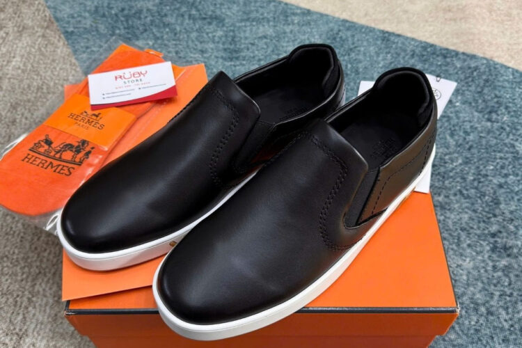 Giày Hermes Lucky Slip-On Sneaker Black White đen trắng