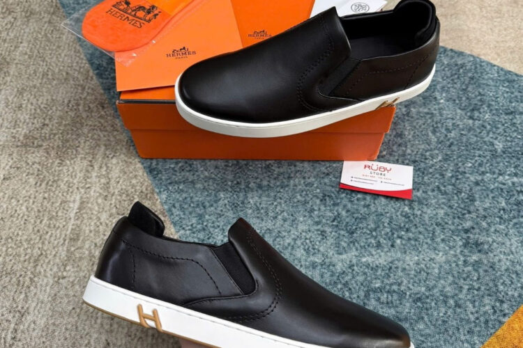 Giày Hermes Lucky Slip-On Sneaker Black White đen trắng