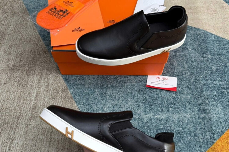 Giày Hermes Lucky Slip-On Sneaker Black White đen trắng