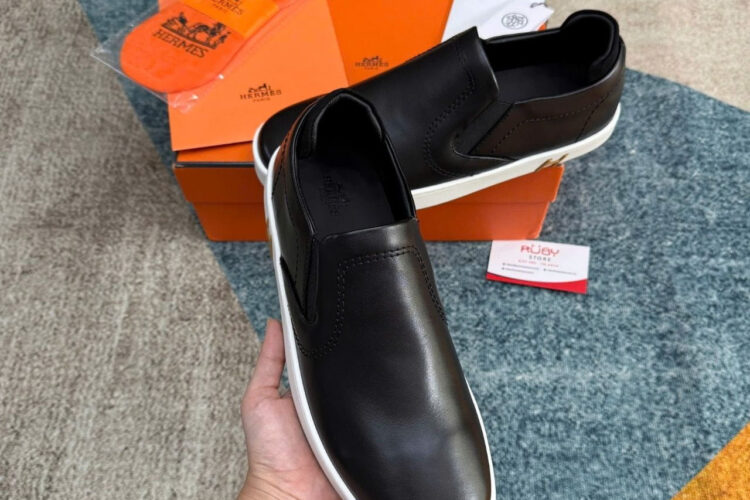 Giày Hermes Lucky Slip-On Sneaker Black White đen trắng