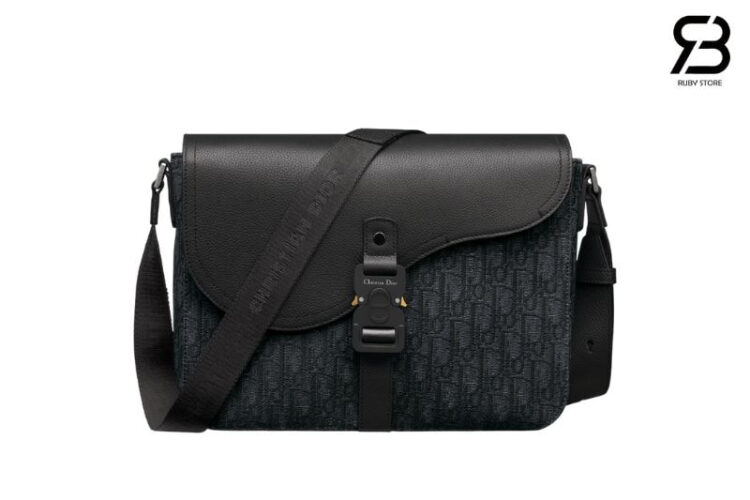 Túi Dior Medium Saddle Messenger Bag with Flap Black Oblique