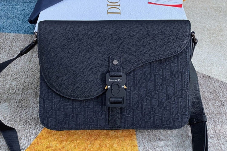 Túi Dior Medium Saddle Messenger Bag with Flap Black Oblique