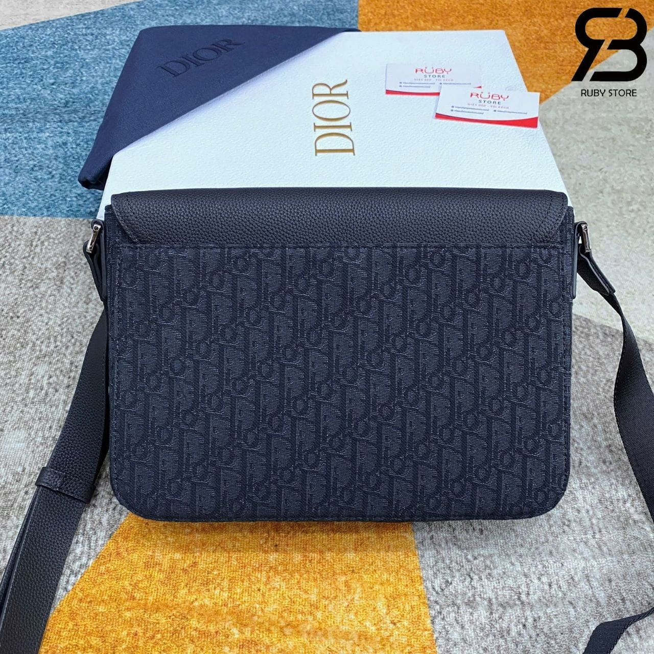 Túi Dior Medium Saddle Messenger Bag with Flap Black Oblique