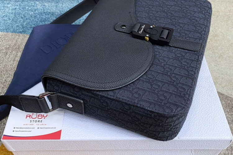 Túi Dior Medium Saddle Messenger Bag with Flap Black Oblique