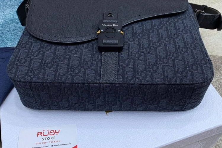 Túi Dior Medium Saddle Messenger Bag with Flap Black Oblique