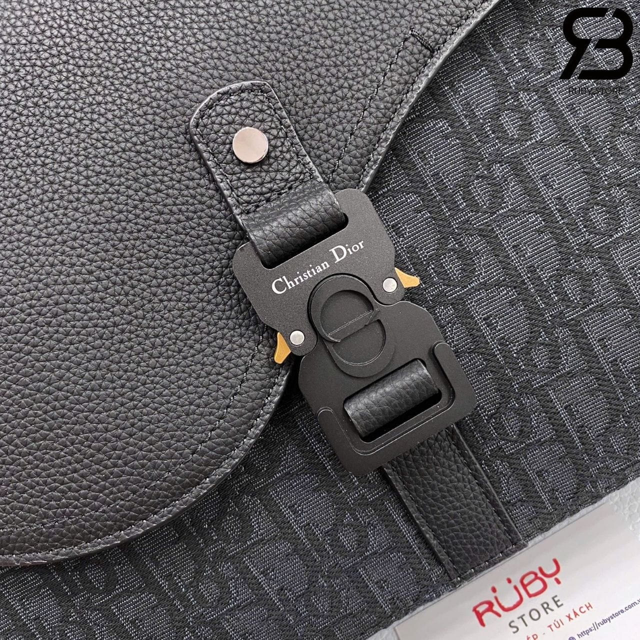 Túi Dior Medium Saddle Messenger Bag with Flap Black Oblique