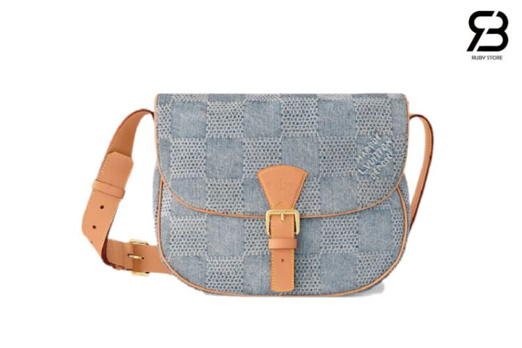 Túi LV Montsouris Messenger MM Bag N40743 Blue Damier Denim 3D