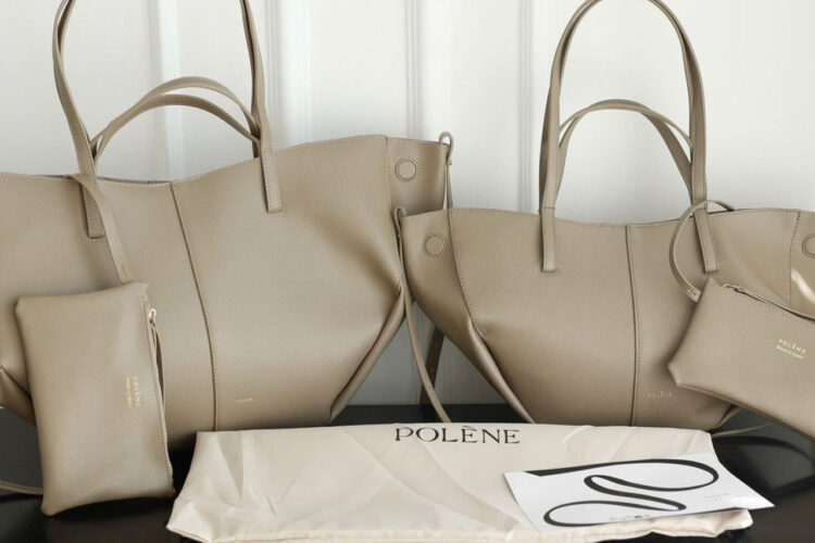 Túi Polene Cyme Edition Textured Taupe Màu Xám