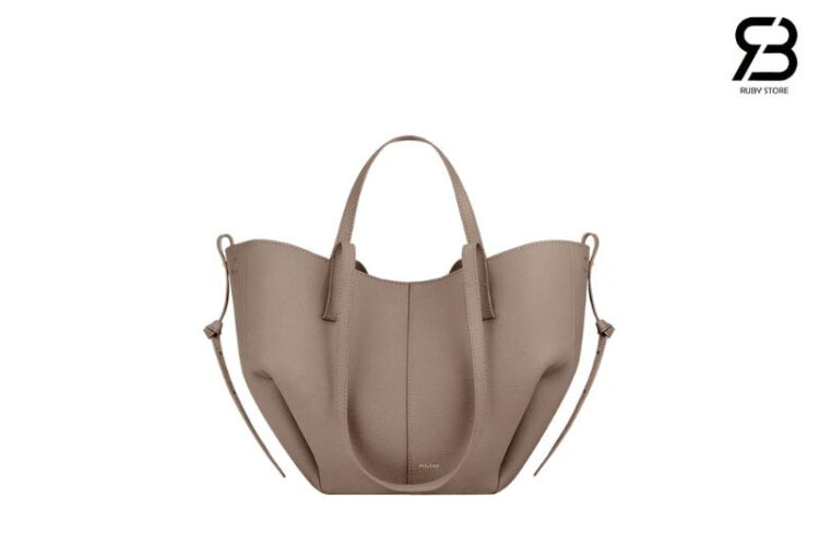 Túi Polene Cyme Mini Edition Textured Taupe Màu Xám