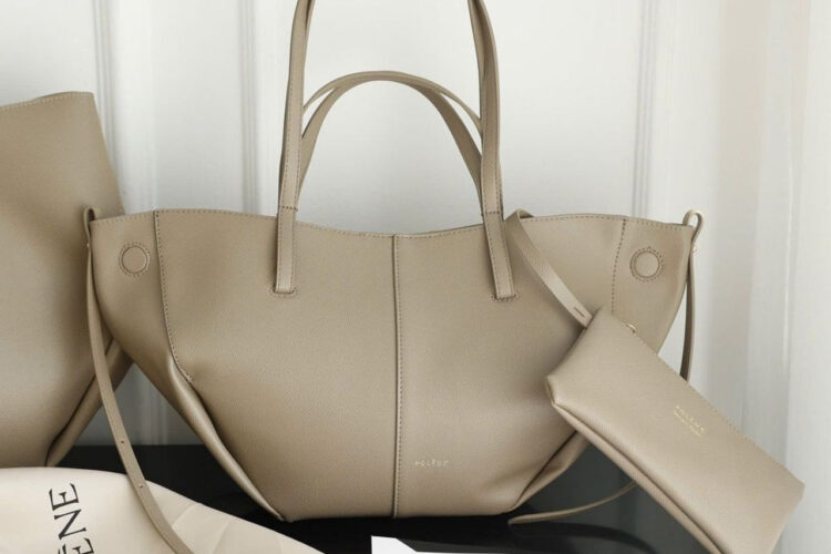 Túi Polene Cyme Mini Edition Textured Taupe Màu Xám