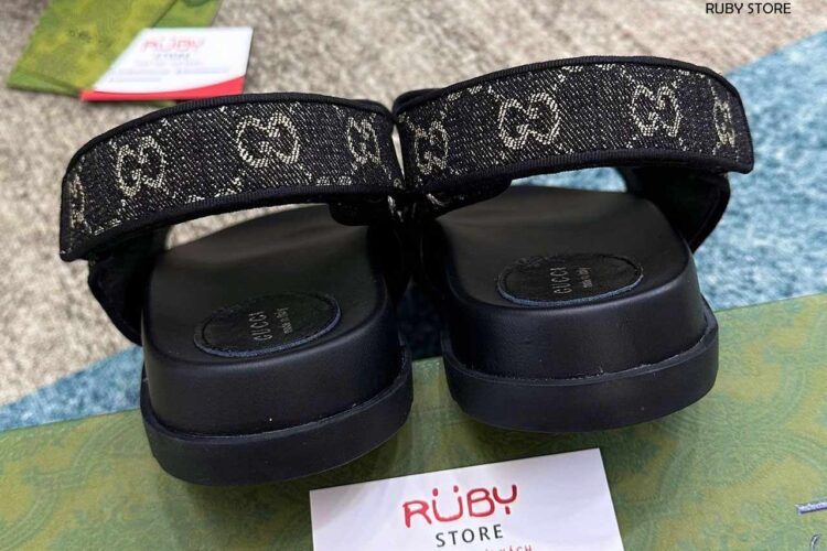 Dép Gucci Sandal With Double G Black Denim Đen Best Quality