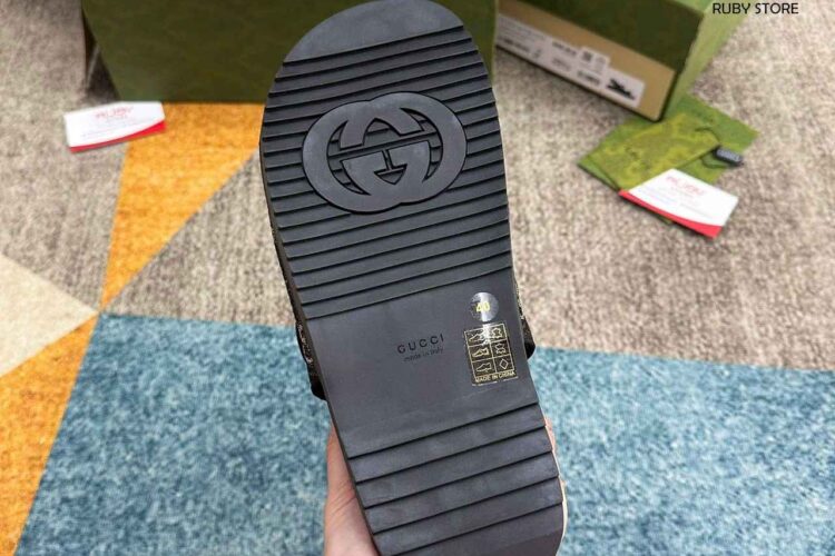Dép Gucci Sandal With Double G Black Denim Đen Best Quality