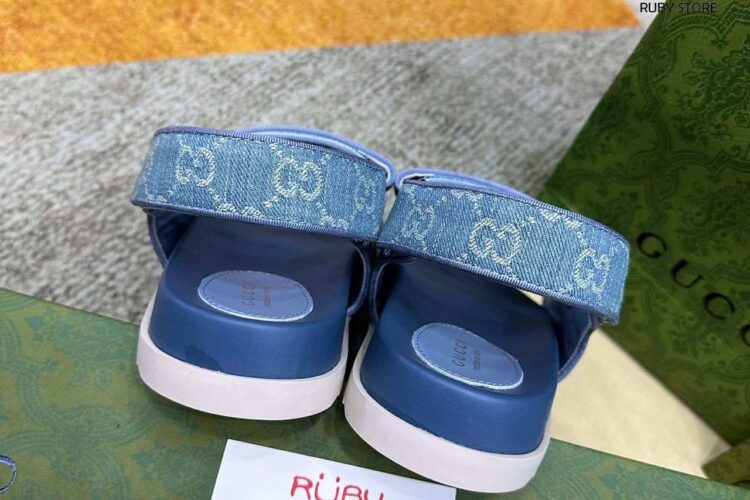 Dép Gucci Sandal With Double G Blue Denim Xanh Dương Best Quality