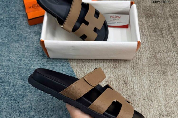 Dép Hermes Chypre Sandal Etoupe Epsom Noir Nâu Đen Best Deal