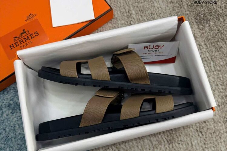 Dép Hermes Chypre Sandal Etoupe Epsom Noir Nâu Đen Best Deal