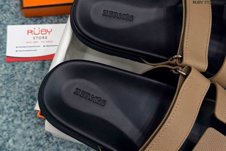 Dép Hermes Chypre Sandal Etoupe Epsom Noir Nâu Đen Best Deal