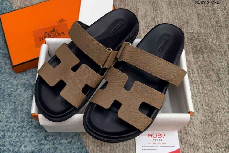 Dép Hermes Chypre Sandal Etoupe Epsom Noir Nâu Đen Best Deal