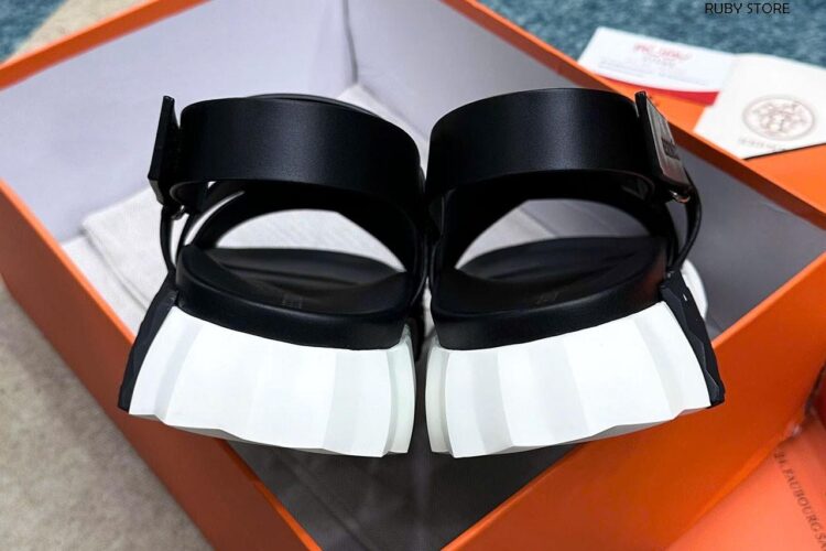 Dép Hermes Electric Sandal Black White Đen Trắng Best Quality