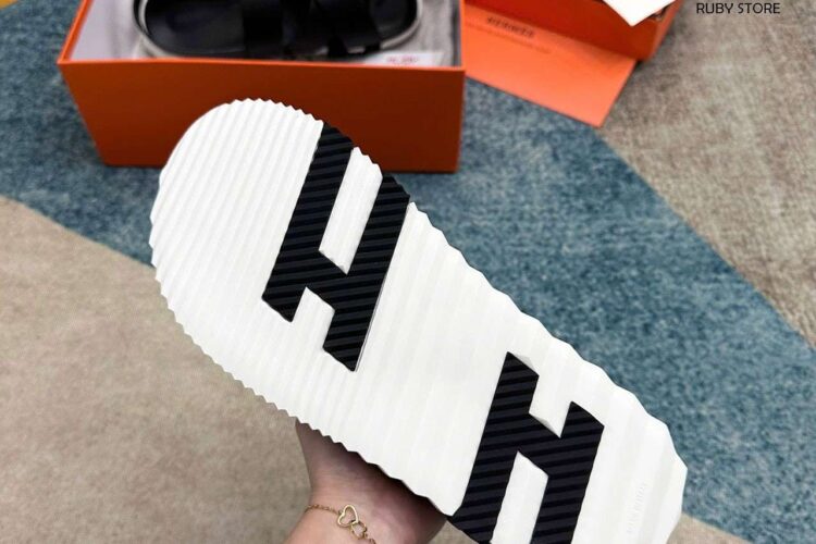 Dép Hermes Electric Sandal Black White Đen Trắng Best Quality
